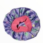 Dubis double layer kiddies satin bonnet  Purple Turtle print